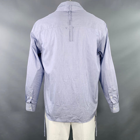 CRAIG GREEN Size L Blue White Stripe Cotton One Pocket Long Sleeve Shirt