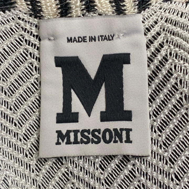 MISSONI Size 2 White Black Viscose Cotton Chevron Knit Two Tone Tank Casual Top