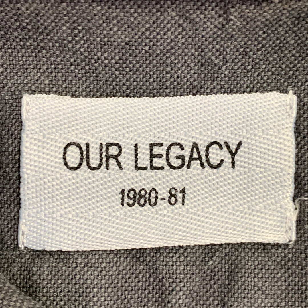 OUR LEGACY Size M Grey Charcoal Linen Cotton One Pocket Long Sleeve Shirt