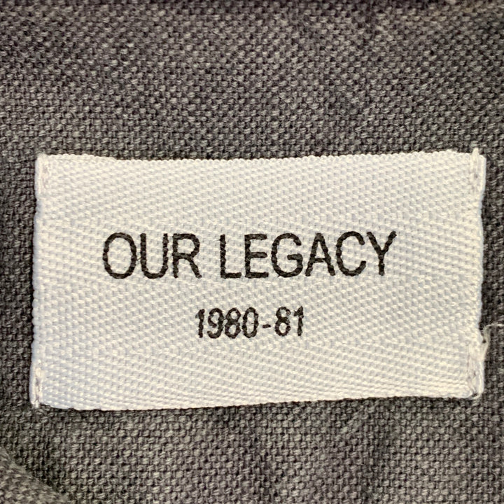 OUR LEGACY Size M Grey Charcoal Linen Cotton One Pocket Long Sleeve Shirt