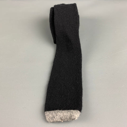 JOHN VARVATOS Black Grey Cashmere Knitt Tie