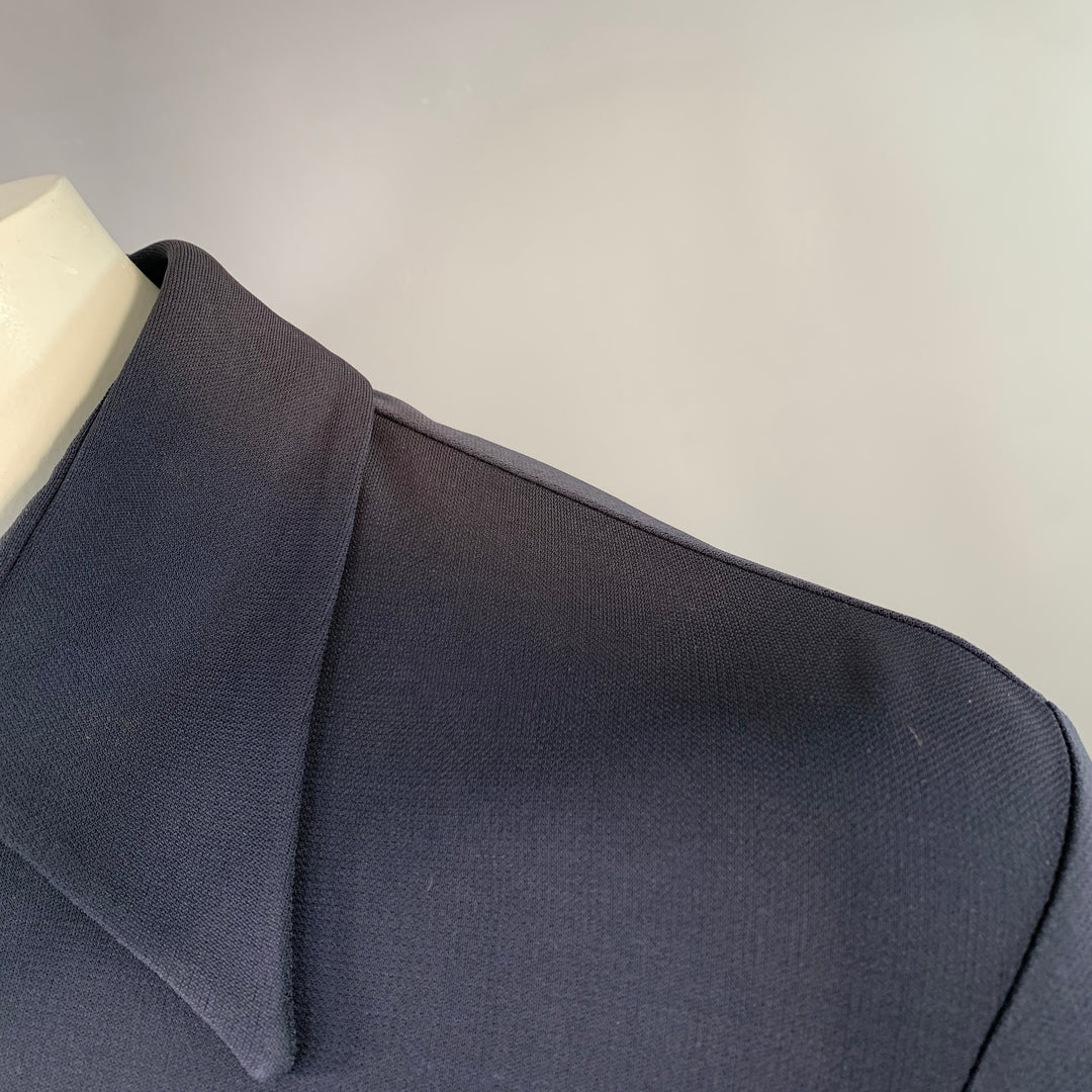 DANIEL CLEARY Size L Navy Rayon Jersey Pointed Collar Long Sleeve Shirt