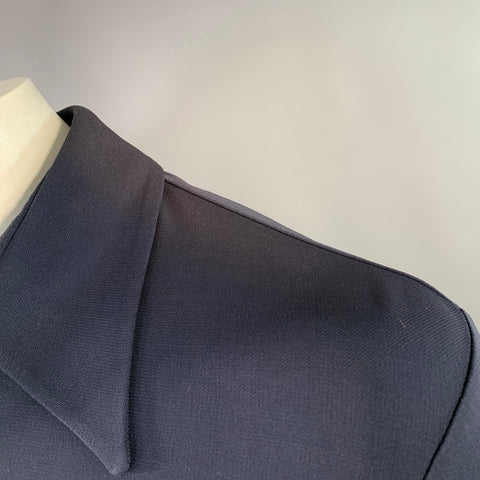 DANIEL CLEARY Size L Navy Rayon Jersey Pointed Collar Long Sleeve Shirt