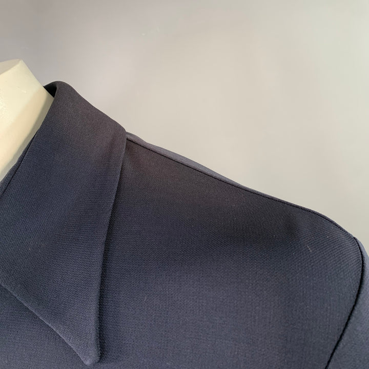 DANIEL CLEARY Size L Navy Rayon Jersey Pointed Collar Long Sleeve Shirt