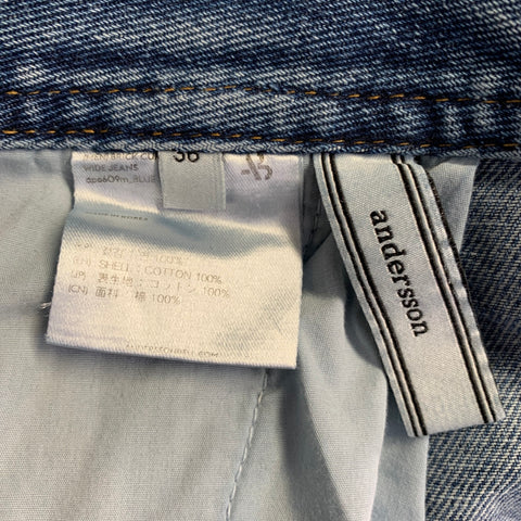 ANDERSSON BELL Size 36 Blue Twill Cotton Wide Leg Straight Five Pockets Jeans