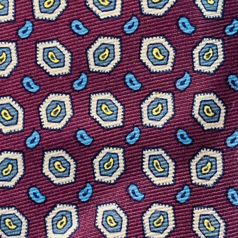 POLO by RALPH LAUREN Burgundy Grey Beige Paisley Silk Tie