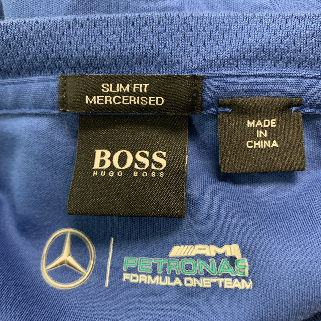 HUGO BOSS Size L Blue Cotton Short Sleeve T-shirt