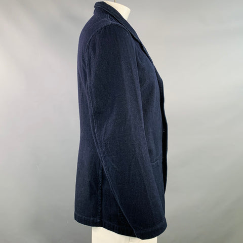 Veste RRL by RALPH LAUREN taille L, coloris marine, en sergé de coton mélangé à revers crantés.