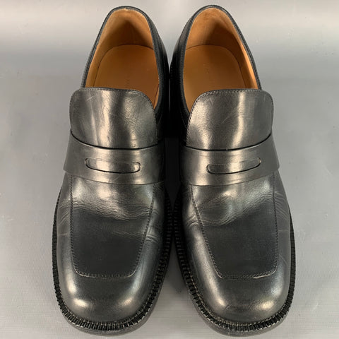 DRIES VAN NOTEN Size 7 Black Leather Chunky Heel Penny Loafers