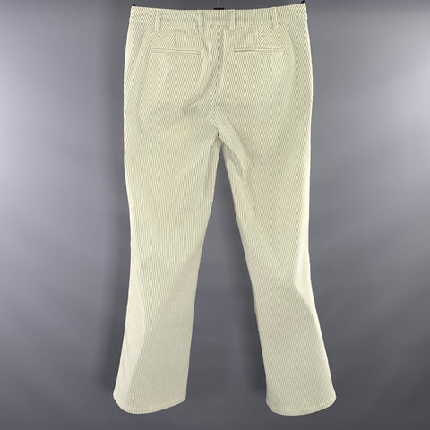 BONOBOS Size 32 Green Pinstripe Cotton Elastane Zip Fly Casual Pants