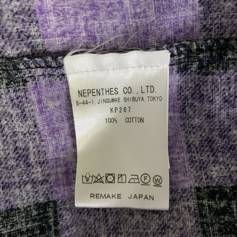 REBUILD by NEEDLES Size M White Purple Plaid Cotton Long Sleeve Shirt