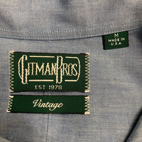 GITMAN VINTAGE Size M Blue Grey Cotton One Pocket Long Sleeve Shirt