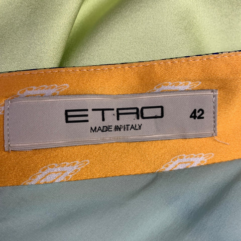 ETRO Size 6 Multi Color Silk Blend Mixed Patterns Cap Sleeves Dress