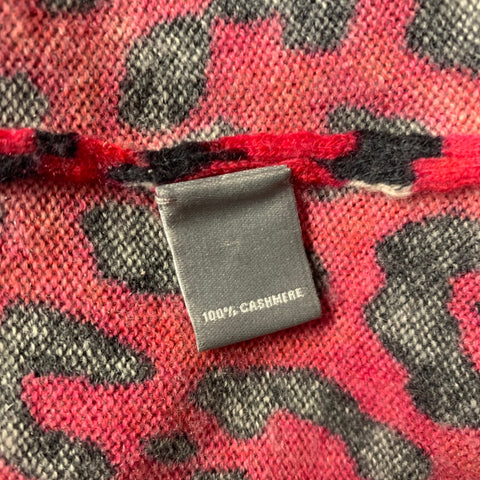 NEIMAN MARCUS Size L Red Black Cashmere Leopard Pullover Womens