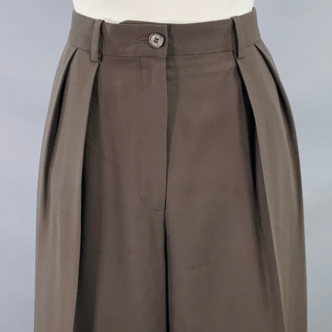THE ROW Size 0 Green Pleated Wide Leg Dress Pants