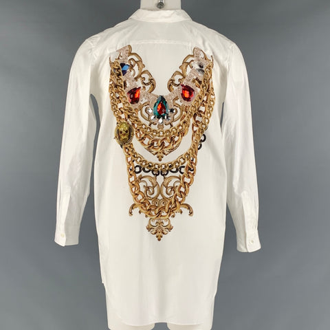 COMME des GARCONS HOMME PLUS Size S White Gold Embellishment Long Sleeve Shirt