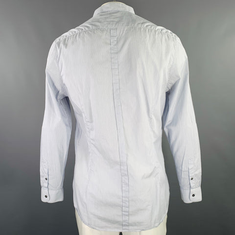 BURBERRY LONDON Size 42 White Light Blue Stripe Cotton Long Sleeve Shirt