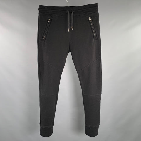 DIESEL Size S Black Cotton Polyester Drawstring Casual Pants