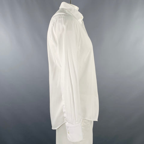 TRUSSELL Size L White Embroidery Cotton Long Sleeve Shirt