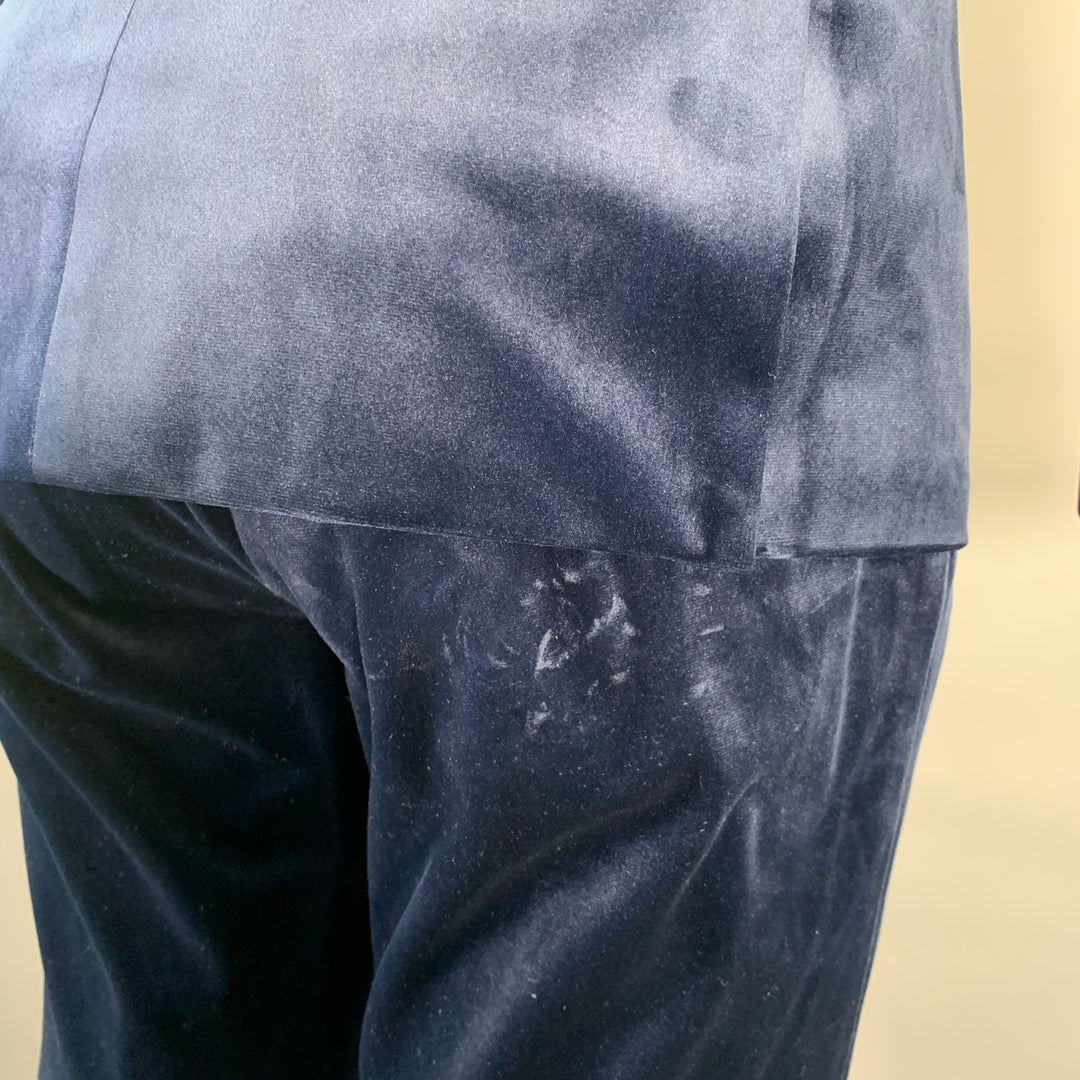 SCOTCH AND SODA Chest Size 38 Navy Velvet Polyester Peak Lapel Suit