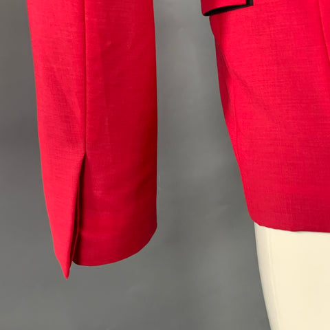 PAUL SMITH Blazer sport en laine et mohair rouge et noir à revers crantés, taille 38