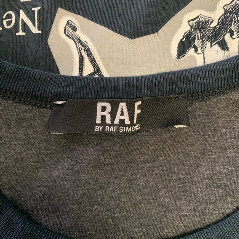 RAF by RAF SIMONS Size S Navy White Graphic Cotton Lined Tank Top