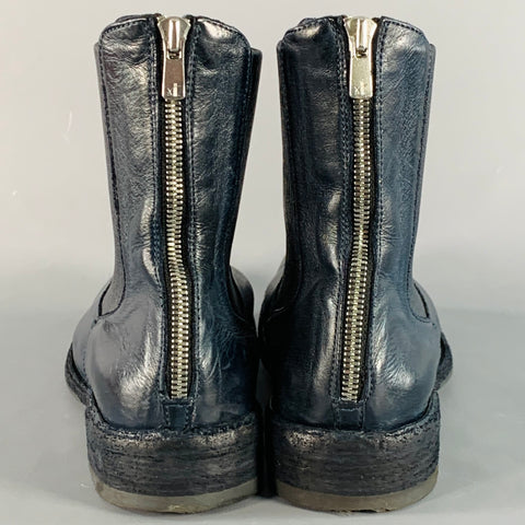 OFFICINE CREATIVE Size 7 Navy Antique Leather Ankle Chelsea Boots