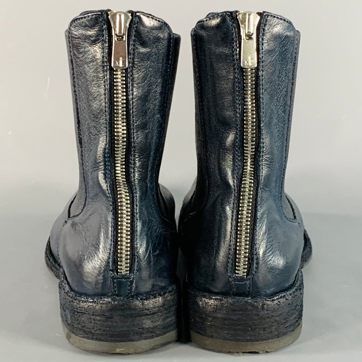 OFFICINE CREATIVE Size 7 Navy Antique Leather Ankle Chelsea Boots
