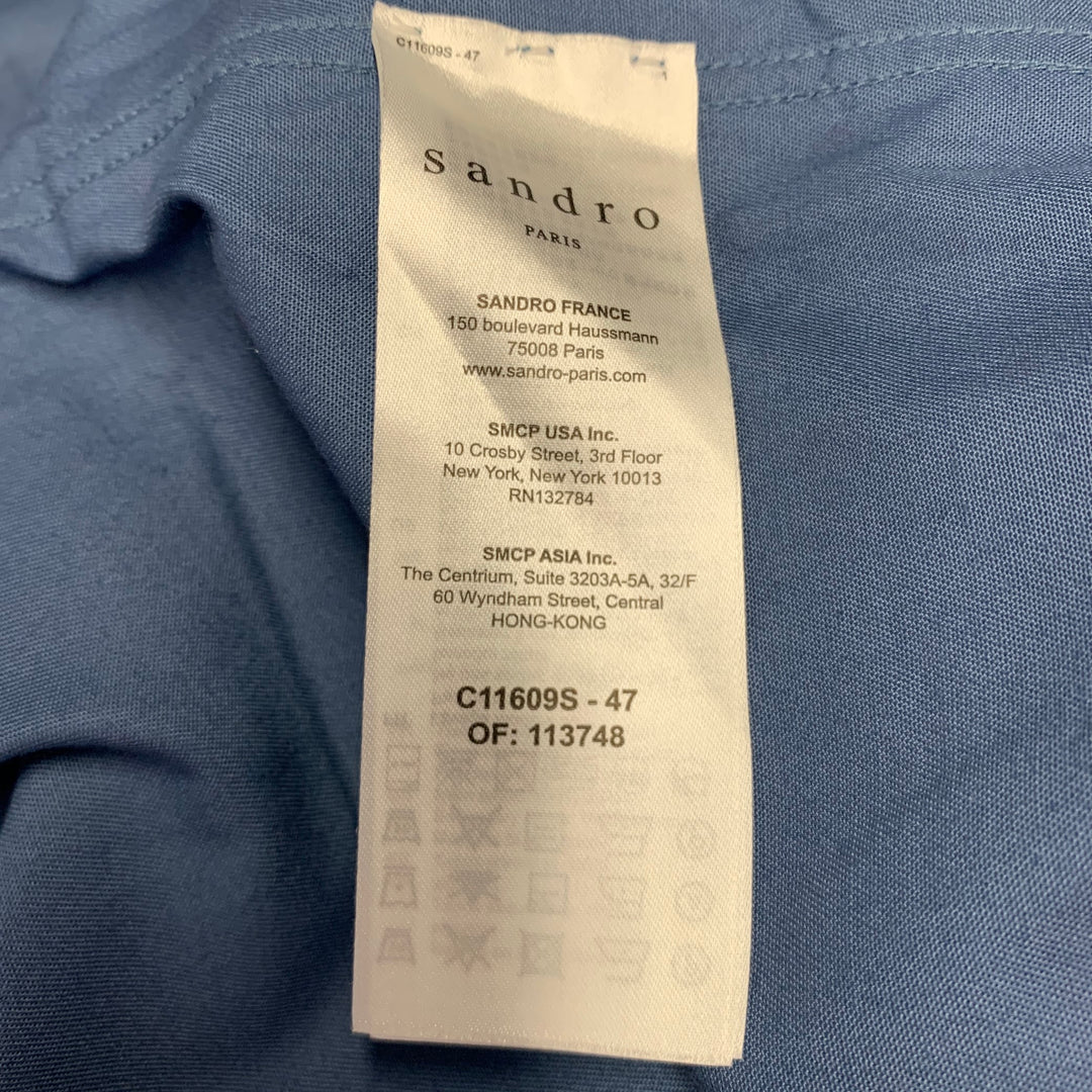 SANDRO Size XL Blue Black White Color Block Cotton Western Long Sleeve Shirt
