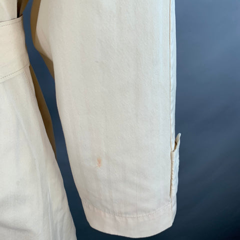 MATSUDA Vintage Size XXL Beige Herringbone Cotton Hidden Buttons Belted Coat