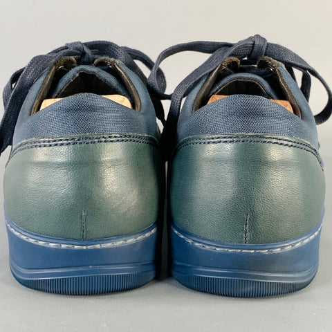 LANVIN Pointure 8 BDB1 Baskets basses en cuir color block noir et bleu marine