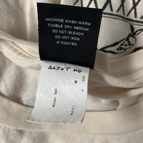 SAINT MXXXXXX Size L Cream Black Graphic Cotton Crew Neck Pullover