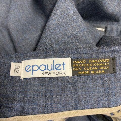 EPAULET Size 32 Blue Grey Heather Pleated Dress Pants