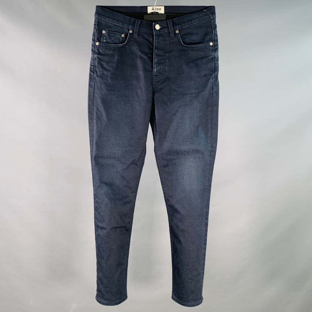 ACNE STUDIOS Size 29 Town Twilight Navy Cotton Blend Tapered Button Fly Jeans