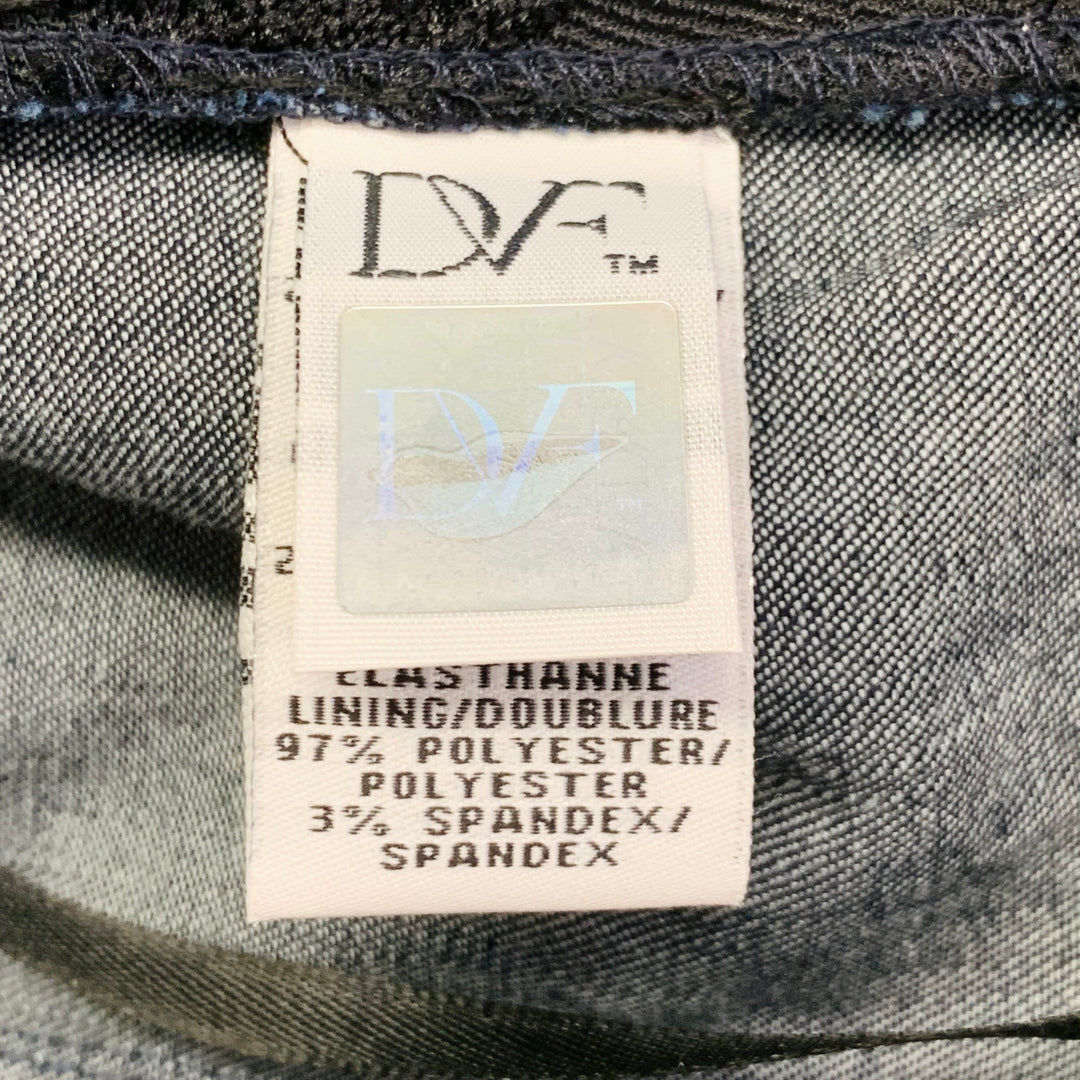 DIANE VON FURSTENBERG Size 4 Maggi Black Navy Cotton Blend Lace Long Sleeve Wrap Shirt Dress