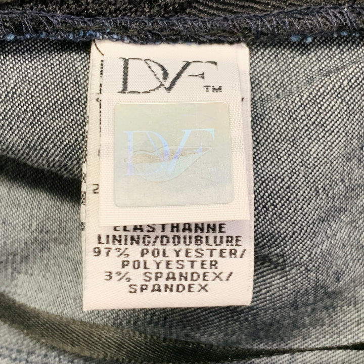 DIANE VON FURSTENBERG Size 4 Maggi Black Navy Cotton Blend Lace Long Sleeve Wrap Shirt Dress