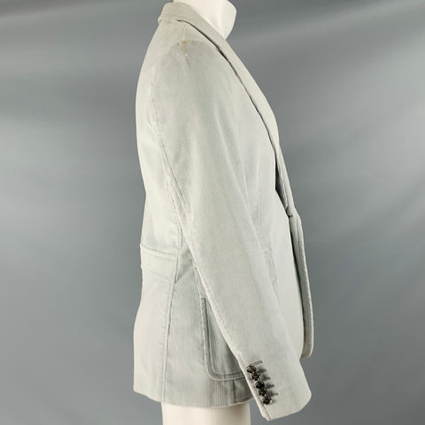 GUCCI Talla 40 Abrigo deportivo con solapa de pico de algodón de pana gris