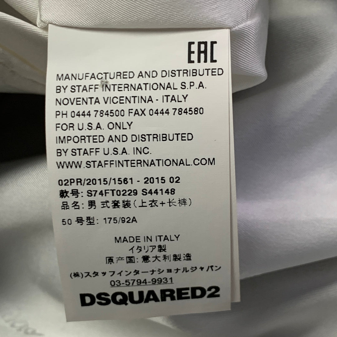 DSQUARED2 PARIS Size 40 Grey Black Houndstooth Wool Notch Lapel Suit