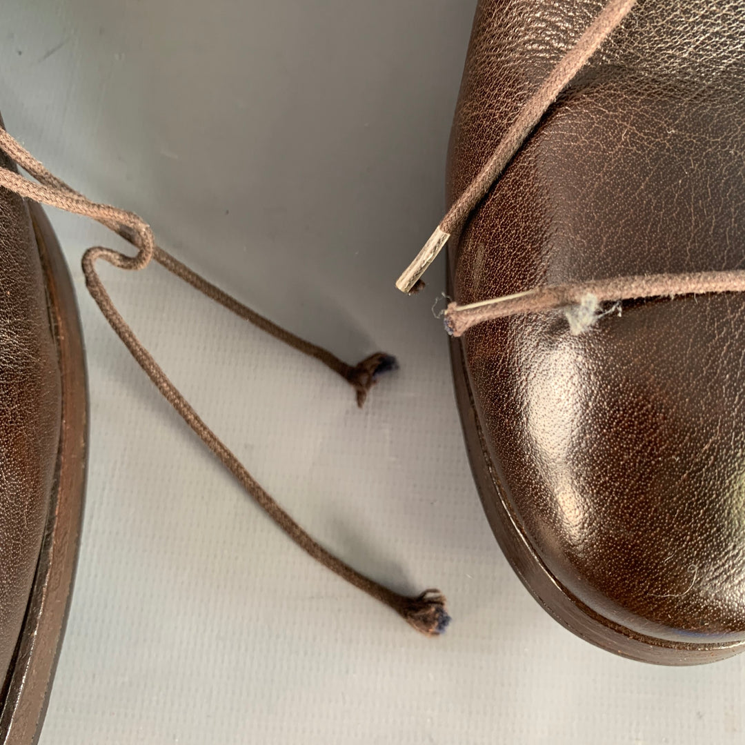 PAUL SMITH Size 10 Brown Leather Lace-Up Ankle Boots