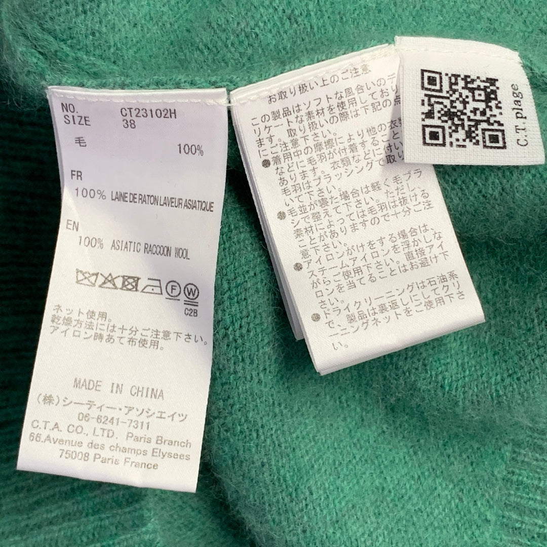 C.T.PLAGE Size M Green Raccoon Wool Crew Neck Pullover