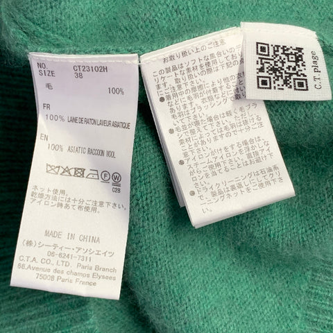 C.T.PLAGE Size M Green Raccoon Wool Crew Neck Pullover