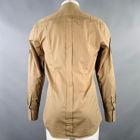 DOLCE & GABBANA Size M Tan Cotton Utility Long Sleeve Shirt