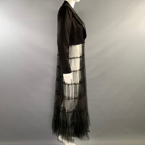 ALICE + OLIVIA Size M Black Triacetate Blend Mixed Fabrics Peak Lapel Coat