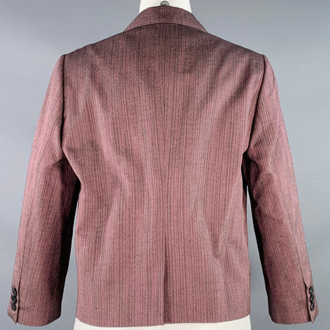 DRIES VAN NOTEN Size 8 Purple Grey Cotton Blend Stripe Jacket Blazer