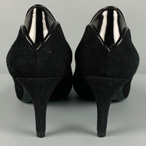 ARMANI COLLEZIONI Talla 9.5 Zapatos de salón clásicos de charol de ante negro