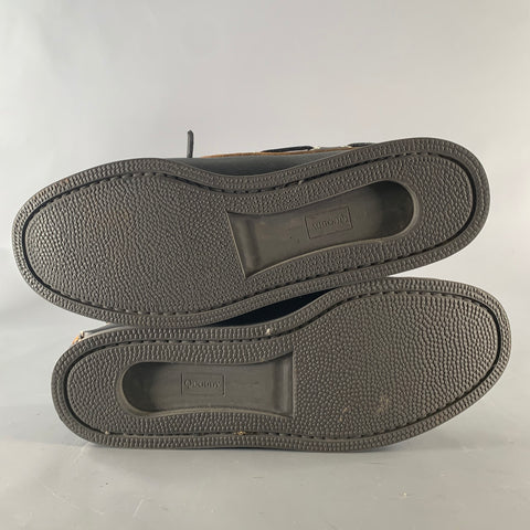 QUODDY Size 10.5 Black Yellow Leather Boat Shoe Loafers