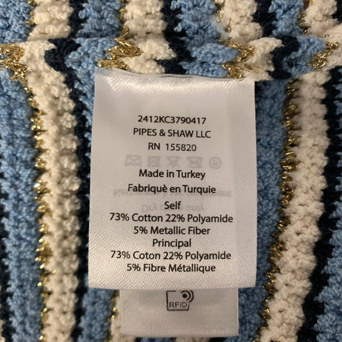 VERONICA BEARD Size S Blue White Gold Stripe Cotton Polyamide Cardigan