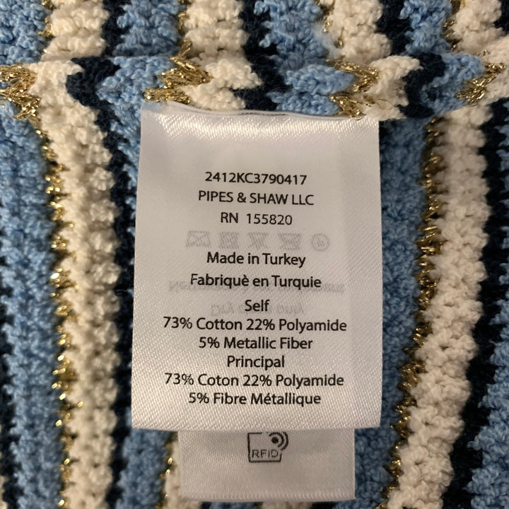 VERONICA BEARD Size S Blue White Gold Stripe Cotton Polyamide Cardigan