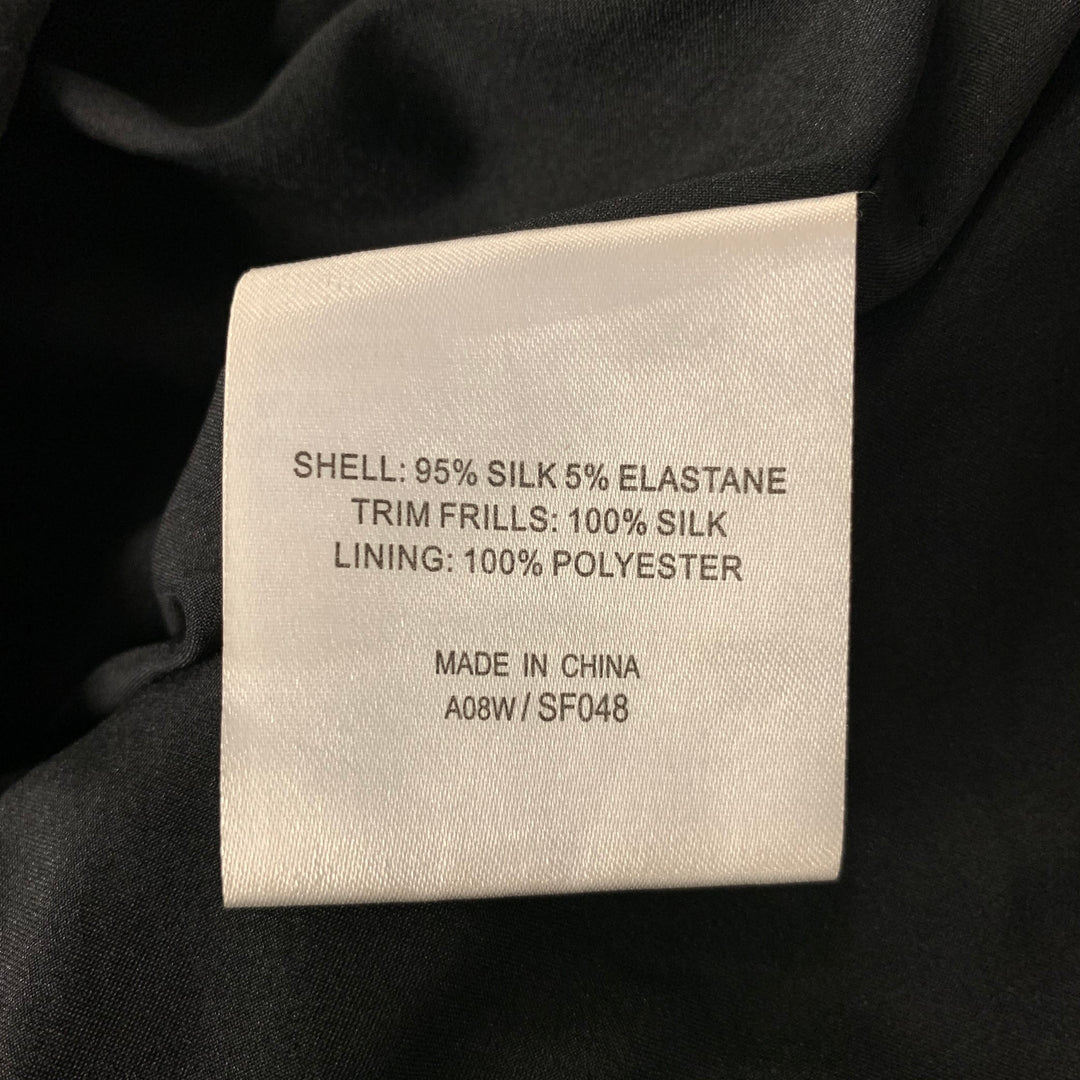 KAREN MILLEN Size 10 Black Silk Blend Ruffled Mini Skirt