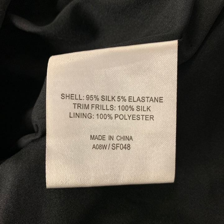 KAREN MILLEN Size 10 Black Silk Blend Ruffled Mini Skirt